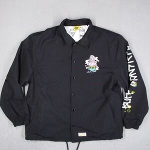 Buff Monster x Minions Coaches Jacket Mens Large Black Graphic Streetwear Snap